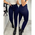 Calça Jeans Feminina Com Elastano Efeito Levanta Bumbum Skinny Cintura Alta