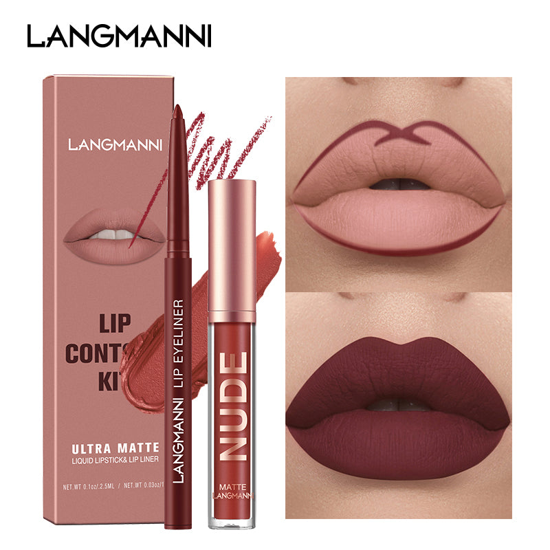Langmanni | Conjunto 2 Peças Gloss e Lápis Labial Efeito Matte